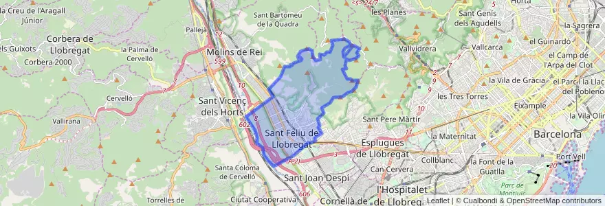 Mapa de ubicacion de Sant Feliu de Llobregat.