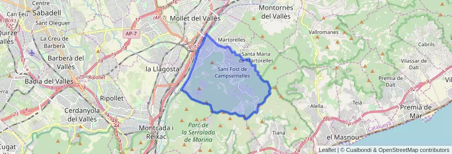 Mapa de ubicacion de Sant Fost de Campsentelles.