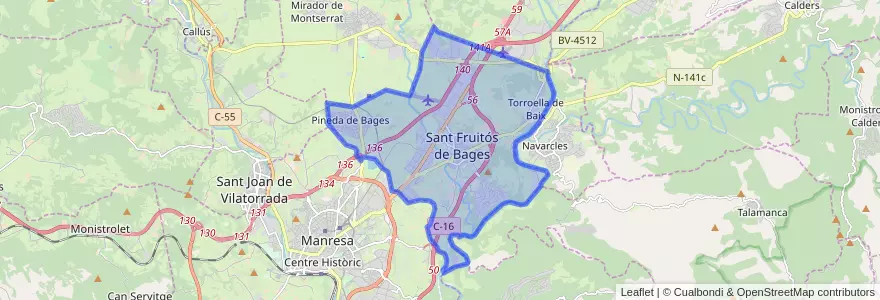 Mapa de ubicacion de Sant Fruitós de Bages.