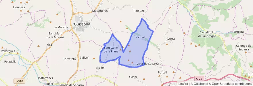Mapa de ubicacion de Sant Guim de la Plana.