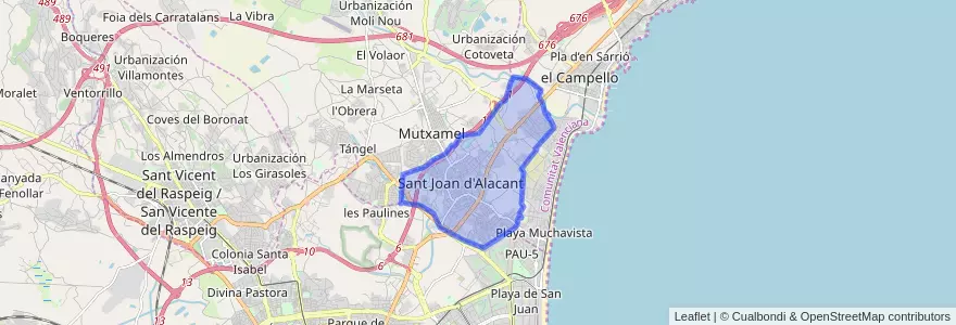 Mapa de ubicacion de Sant Joan d'Alacant.