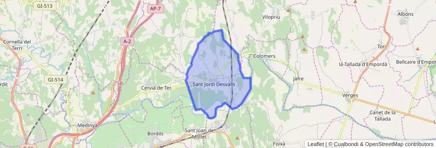Mapa de ubicacion de Sant Jordi Desvalls.
