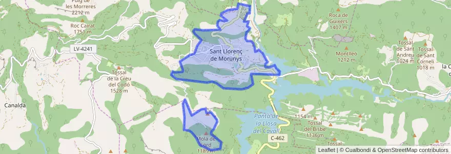 Mapa de ubicacion de Sant Llorenç de Morunys.