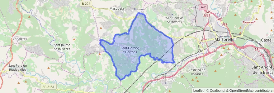 Mapa de ubicacion de Sant Llorenç d'Hortons.