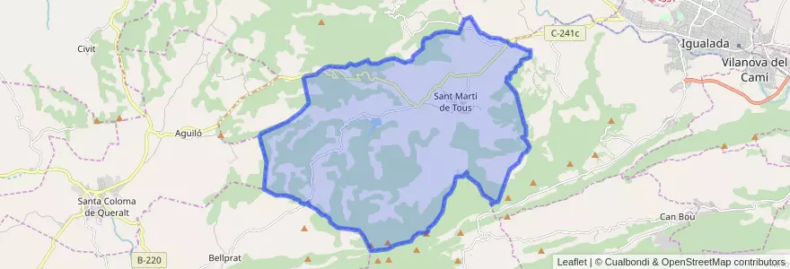 Mapa de ubicacion de Sant Martí de Tous.