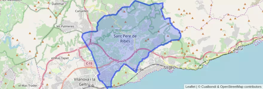 Mapa de ubicacion de Sant Pere de Ribes.
