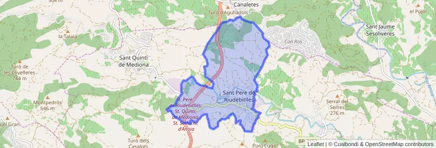 Mapa de ubicacion de Sant Pere de Riudebitlles.