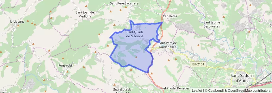 Mapa de ubicacion de Sant Quintí de Mediona.