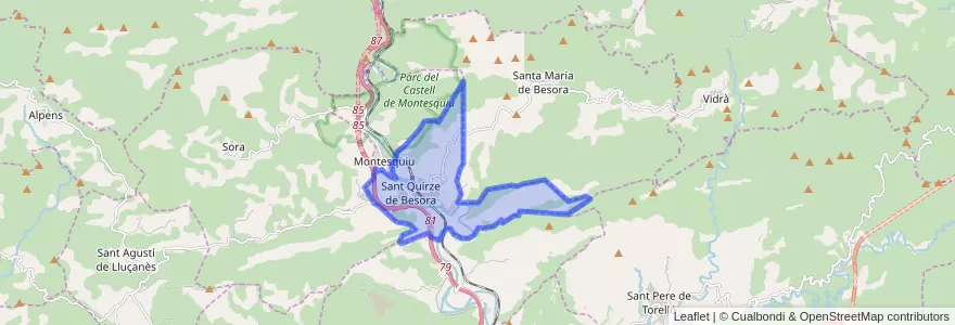 Mapa de ubicacion de Sant Quirze de Besora.