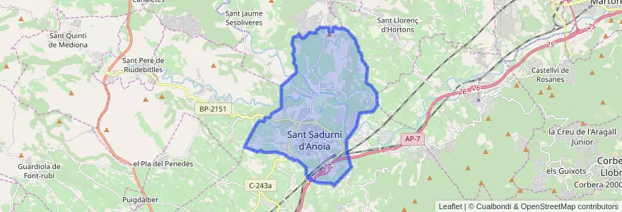 Mapa de ubicacion de Sant Sadurní d'Anoia.