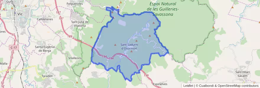 Mapa de ubicacion de Sant Sadurní d'Osormort.