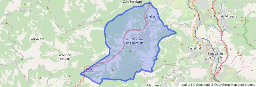 Mapa de ubicacion de Sant Salvador de Guardiola.
