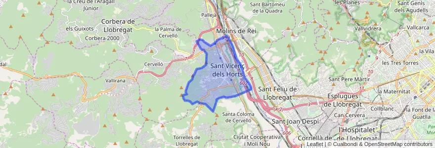 Mapa de ubicacion de Sant Vicenç dels Horts.