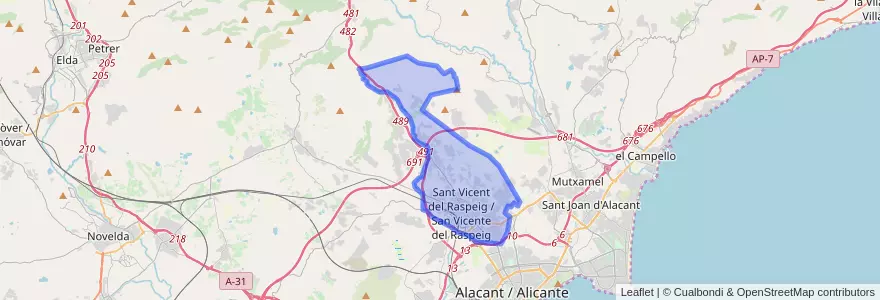 Mapa de ubicacion de Sant Vicent del Raspeig / San Vicente del Raspeig.