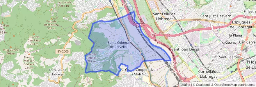 Mapa de ubicacion de Santa Coloma de Cervelló.
