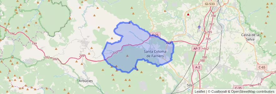 Mapa de ubicacion de Santa Coloma de Farners.
