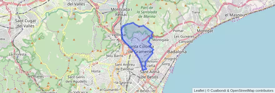 Mapa de ubicacion de Santa Coloma de Gramenet.