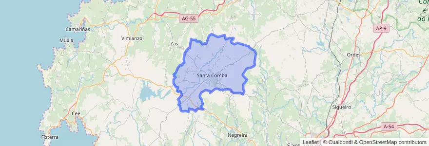 Mapa de ubicacion de Santa Comba.
