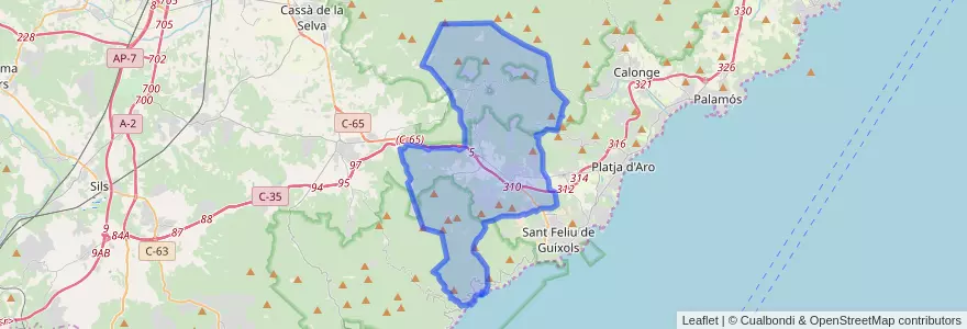 Mapa de ubicacion de Santa Cristina d'Aro.