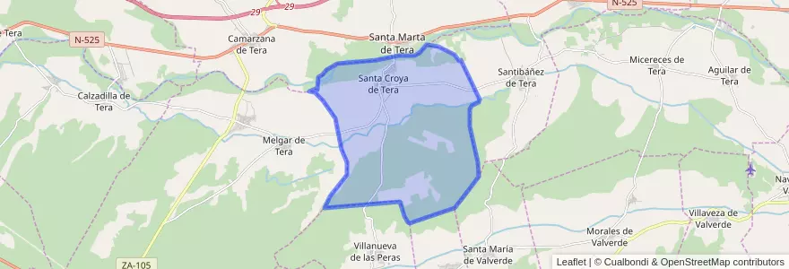 Mapa de ubicacion de Santa Croya de Tera.