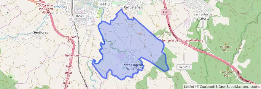 Mapa de ubicacion de Santa Eugènia de Berga.