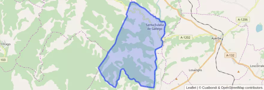 Mapa de ubicacion de Santa Eulalia de Gállego.