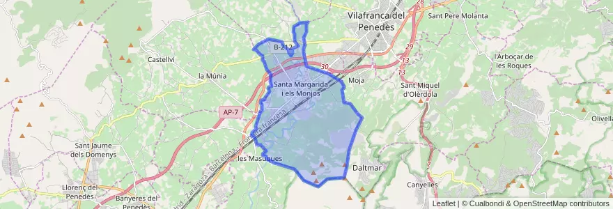 Mapa de ubicacion de Santa Margarida i els Monjos.