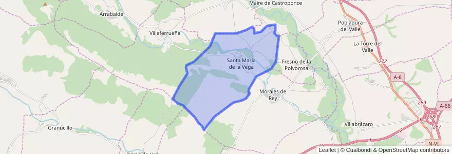 Mapa de ubicacion de Santa María de la Vega.