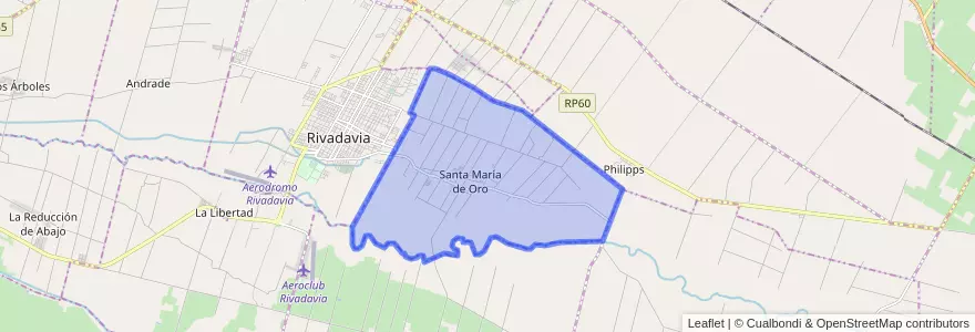 Mapa de ubicacion de Santa María de Oro.
