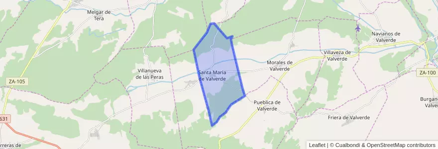 Mapa de ubicacion de Santa María de Valverde.