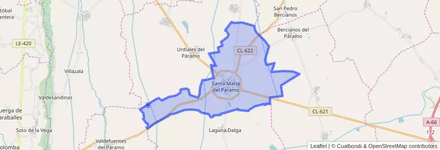 Mapa de ubicacion de Santa María del Páramo.