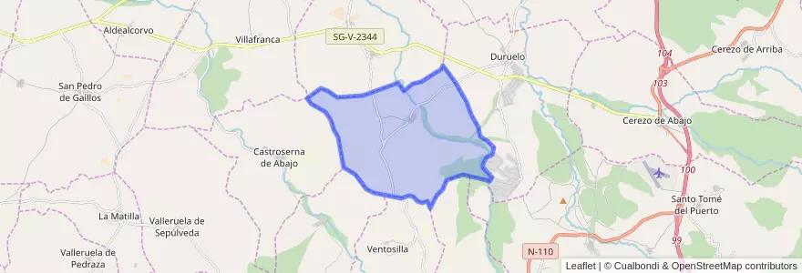 Mapa de ubicacion de Santa Marta del Cerro.