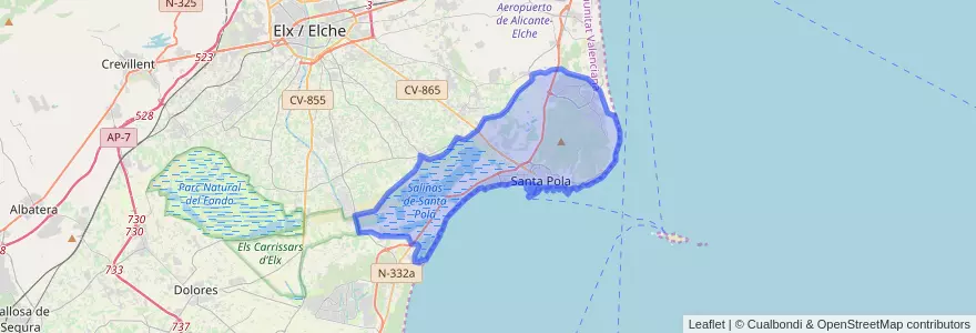 Mapa de ubicacion de Santa Pola.