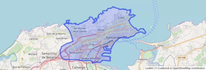 Mapa de ubicacion de Santander.