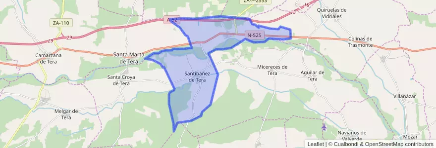 Mapa de ubicacion de Santibáñez de Tera.