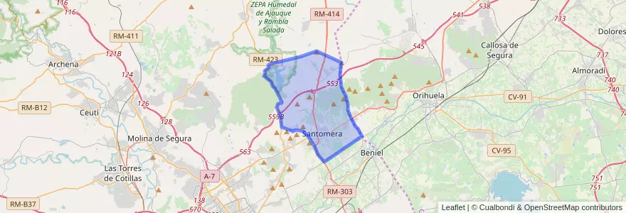 Mapa de ubicacion de Santomera.