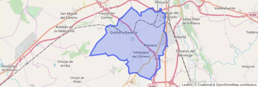 Mapa de ubicacion de Santovenia de la Valdoncina.