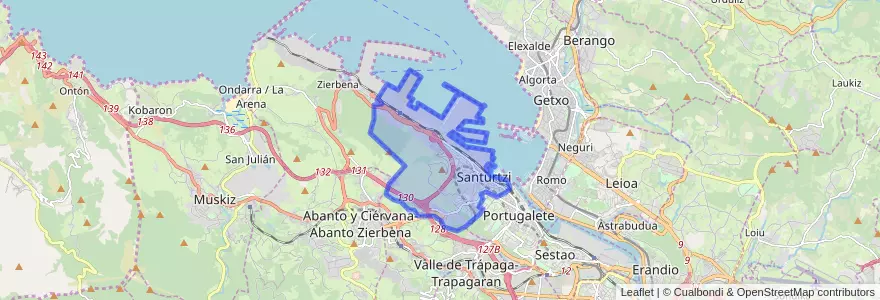 Mapa de ubicacion de Santurtzi.