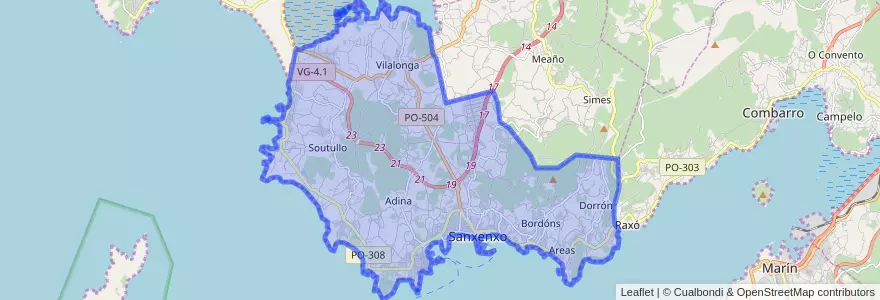 Mapa de ubicacion de Sanxenxo.