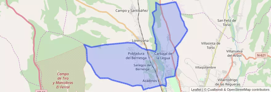 Mapa de ubicacion de Sariegos.