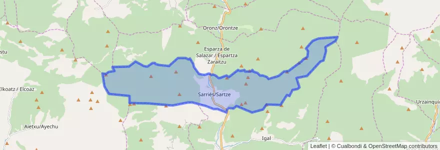 Mapa de ubicacion de Sarriés/Sartze.