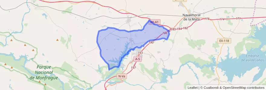 Mapa de ubicacion de Saucedilla.