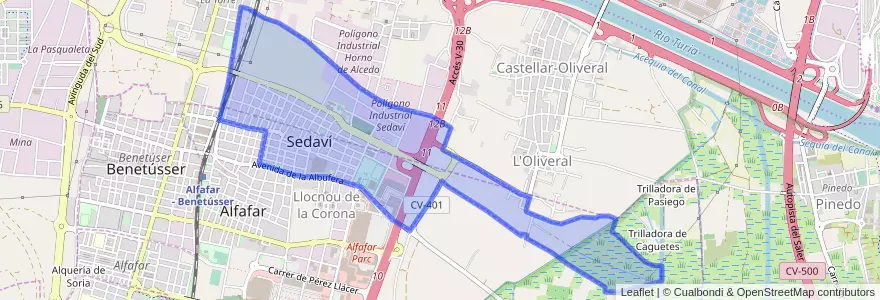 Mapa de ubicacion de Sedaví.
