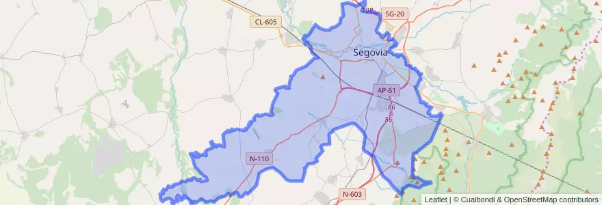 Mapa de ubicacion de Segovia.