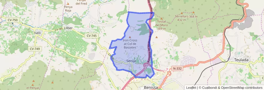 Mapa de ubicacion de Senija.