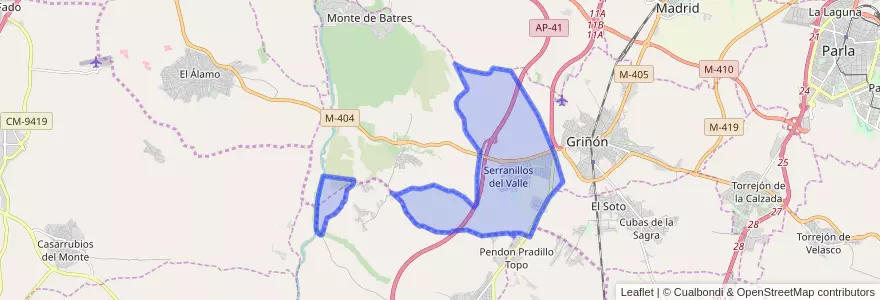 Mapa de ubicacion de Serranillos del Valle.