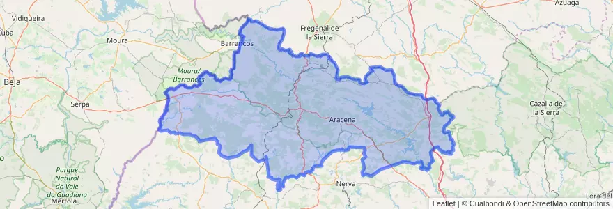 Mapa de ubicacion de Sierra de Aracena.