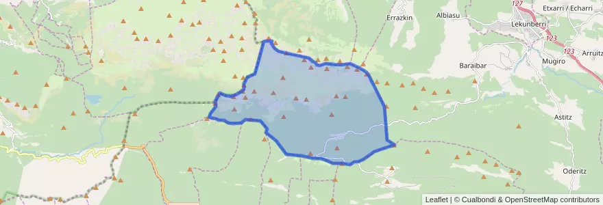 Mapa de ubicacion de Sierra de Aralar/Aralar mendia.