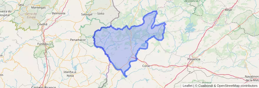 Mapa de ubicacion de Sierra de Gata.