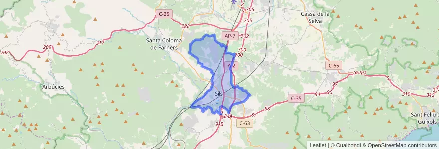 Mapa de ubicacion de Sils.